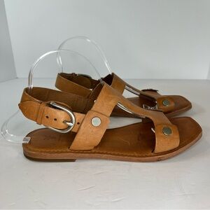 Frye Brown Leather Buckle Sandals